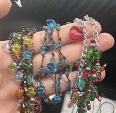 Lots of Vintage Art Glass, Resin, Silver Tone, And Wood Carved Jewelry21pc