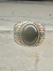 Black Hills Gold ring onyx leaves band size 11 sterling silver women men