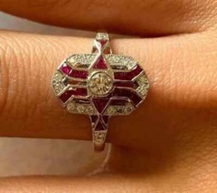 3.00 CT White Round Cut CZ & Pink Art Deco Vintage Style Wedding 925 Silver Ring