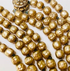 Vintage Miriam Haskell Faux Pearls ‘Russian Gold’ Finish – Double Strand – VGUC
