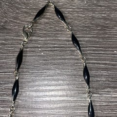 Vintage 30in Black Twist Bead Station Necklace Gold Tone Opera Length MCM No Pit