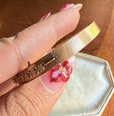 Antique Goldfilled Opaline Glass Ornate Floral Bracelet