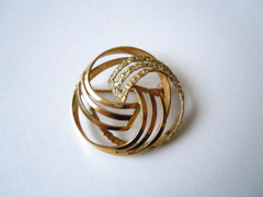 Brooch Amerik Double TEKA Theodor Klotz Pforzheim Gold Plated 4.7 G/3.3 X 3.1 Cm