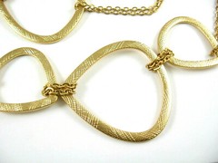 A.N.A Vintage NECKLACE Rounded Triangles Goldtone Designer Signed Tags Ana 36″