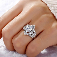 3.50 Ct Marquise Cut Lab Created Diamond 14K White Gold Finish Engagement Ring