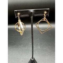 Vintage Avon Mobile Geometry Gold Tone Kinetic Dangle Earrings Surgical Steel