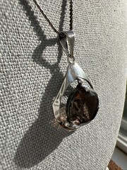 Vintage Sterling Silver & Smoky Quartz Necklace; Made in Israel; Beautiful!