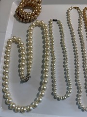 Vintage Lot of 7 Faux Pearl Necklaces 1 Bracelet Bridal Classic Elegant Retro