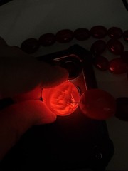 Wonderful Amber Cherry Bakelite Necklace 57 Grams (10 Beads Have No Marble)