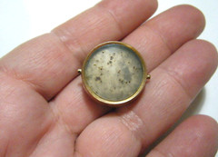 Vintage Victorian Large Moss Agate Shirt Collar Stud Button Gold Fill Pat. 1875