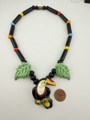 FLYING COLORS CERAMIC TOUCAN BEADED 18” NECKLACE K986B