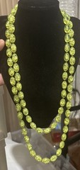 Vintage Lime Green Lucite Bead Long Necklace Single Strand 53”