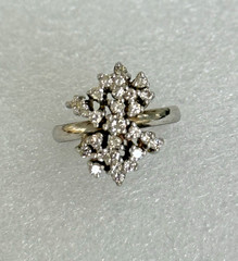 1.00 ct Round Diamond Cluster 14K White Gold Ring Vintage