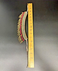 Vtg Egyptian-style Spiked BIB necklace W/ Copper Tone Spikes Pink & Green Beads
