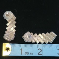 Vintage Unsigned Prong Set Clear Rhinestone Half Hoop Dangle Drop Stud Earrings