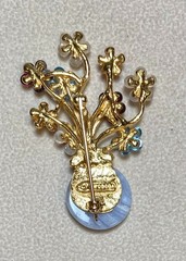 AUTHENTIC SWOBODA FLOWER VASE BROOCH ~ LACE AGATE, MULTI-STONE!