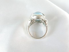 Chunky Sterling Silver 925 Natural Heated Blue Topaz Cabochon Unique Ring Size 7