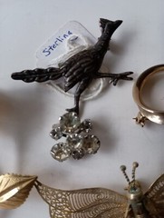 Brooch Lot Jewelry Pins Glass Plastic Signed Metal 925 Repair Craft Harvest