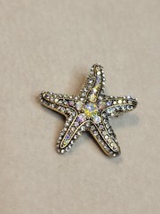 Vintage Brooch Pin Starfish Crystals Rhinestones Womens Jewelry Costume