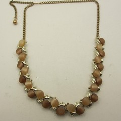 Vintage Thermoset Necklace Brown Gold Tone 20 Inches