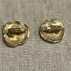 Vintage Gold Tone Lavender and Yellow Enamel Pansy Clip-on Earrings