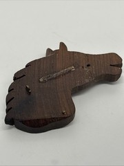 1940s World War 11 Hand Carved Horse Brooch Red Mill Equestrian Western Folk Art