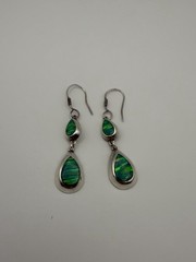 Vintage Stamped Mexico 950 Silver Created Fire Opal Drop Earrings