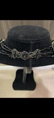 Miriam Haskell Signed Set Rare Flower Black Glass Rhinestone Necklace & Earrings