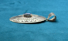 Vintage Sterling Silver Lapis Lazuli Pendant Southwestern Style 3″