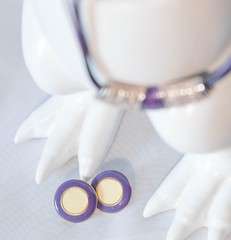 Vintage 90’s set of purple acrylic enamel necklace and earrings