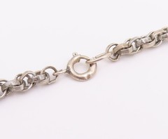 925 Sterling Silver Vintage Necklace Interlocking Round Link Cable Chain NE4742