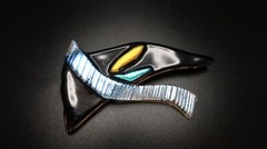 Vintage 1992 Hand Made Artisan Signed DAB Brooch 7.9 x 4.5 cm BB4