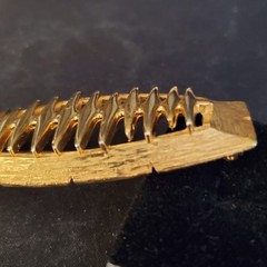 Statement JJ Brooch Pin Modern Contemporary Brushed Gold Tone MCM J Jonette EUC