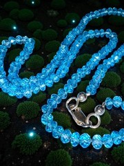 103 ct London Blue Topaz Faceted Gemstone Bead Sterling Silver Vintage Necklace