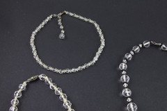 10 Vintage Wearable Faceted Rock Crystal & AB Jewelry Mix Lot Necklace Bracelet