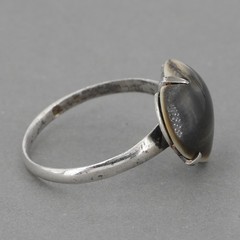 Antique Handmade Heart Shaped Operculum Shell Ring WWII Sweetheart Jewelry 6.25