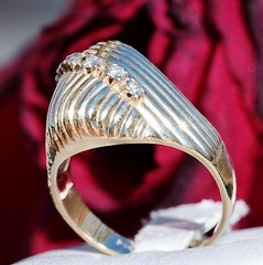 14k yellow gold ring 0.15ct natural diamond size 7 dome handmade vintage 6.9gr