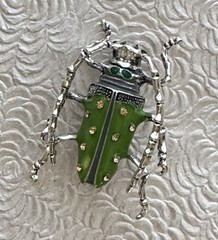 Beetle Insect enamel on silver tone metal
