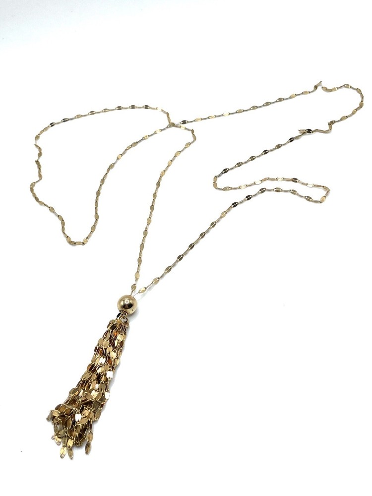 Karizia Italy 18k GP 925 Silver Valentino Gold Lariat Tassel Necklace