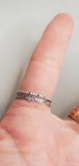 3 Sterling Silver Rings Sz 8: Filigree Lace + 2 Cz Bands – 1 Missing 3 Tiny Cz’s