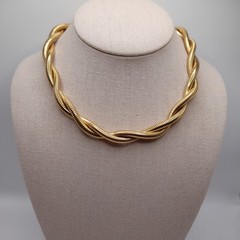 Vintage MONET Gold Snake Chain Choker Necklace Twisted Double Strand