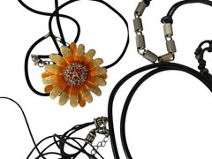 Vintage 90s Y2K Necklace Beaded Leather Choker Lot Of 5 Peace Flower Star Heart