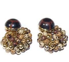Unique Two Piece Vintage Lucite Clip on Earrings