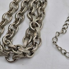 Vintage Puffy Heart Pendant Necklace Silver Tone Signed VCLM Long Chain 32in