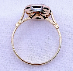 Vintage 18ct Yellow Gold Sapphire Diamond Ring Art Deco Octagonal Size 8