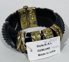 Vintage India bangle 100% genuine horn bone brass stone bracelet Made In India