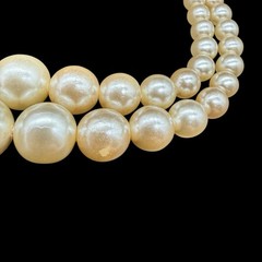 Vtg Double Strand Graduated Faux Pearl Necklace Fancy Box Clasp 21” Cottagecore