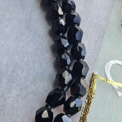 Vintage Double Strand Jet Black Faceted Bead Necklace