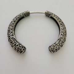 Vintage Ornate Silver Plated Metal Open Bracelet Bangle Scroll Design Adjustable