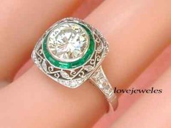 Art Deco Vintage 3.51CT Round Lab-Created Diamond Wedding Ring 14K White Gold FN